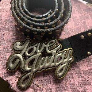 Juicy Couture Brown Studded Belt with gem and gold accents.